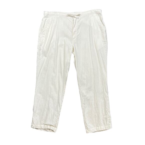 Cubavera Pants Mens XL Extra Large White Linen Blend Core Drawstring Classic Fit - Picture 1 of 13